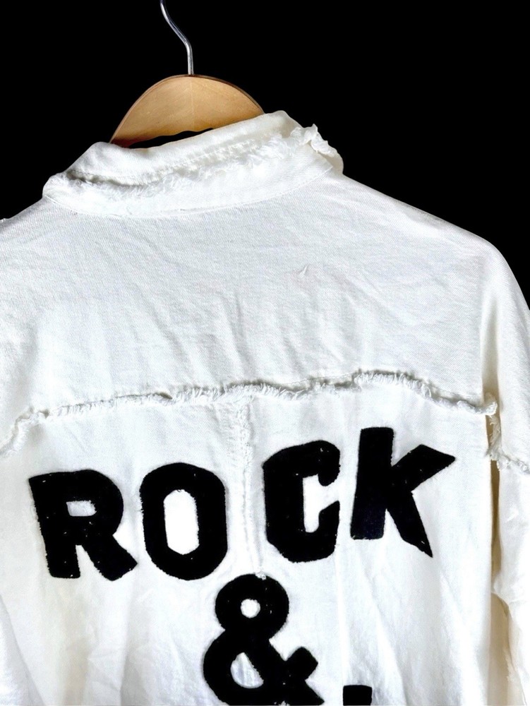ELAN Rock & Roll OVERSIZED DISTRESSED SHIRT JACKET, SIZE Large