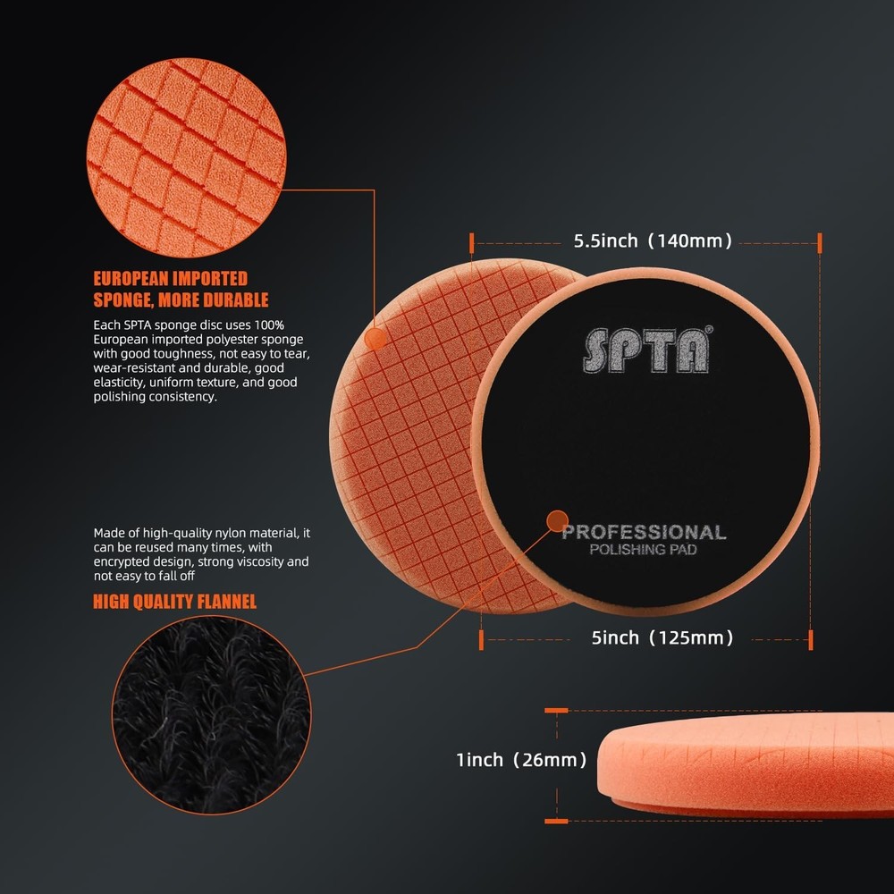 5.5-Inch Mixing Buffing Pads - 5-Pack for Deep Scratch Removal