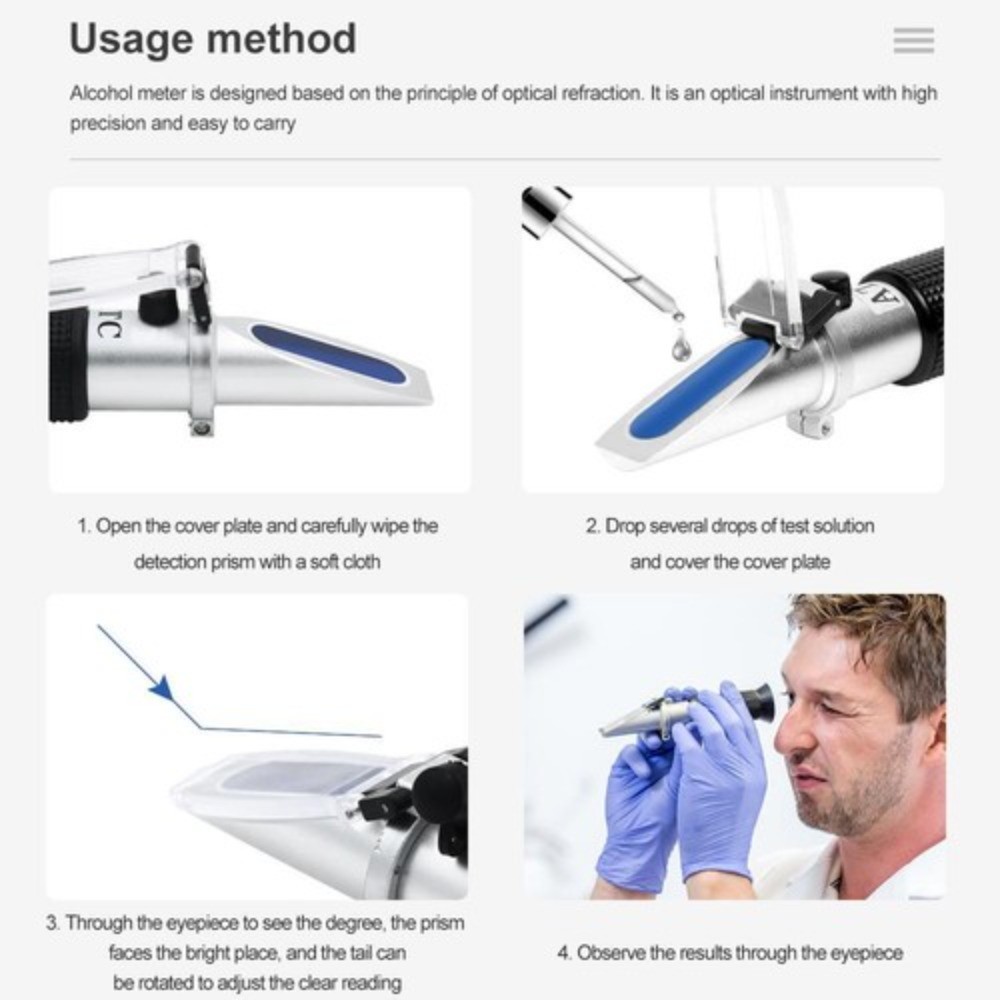 Hand Held Wine Content Tester Alcometer Wine Sugar Refractometer Spirits Tester