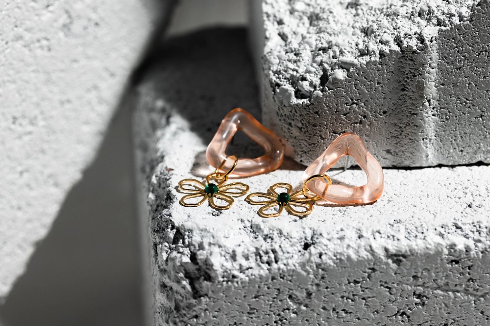 Gold Open Flower Earring