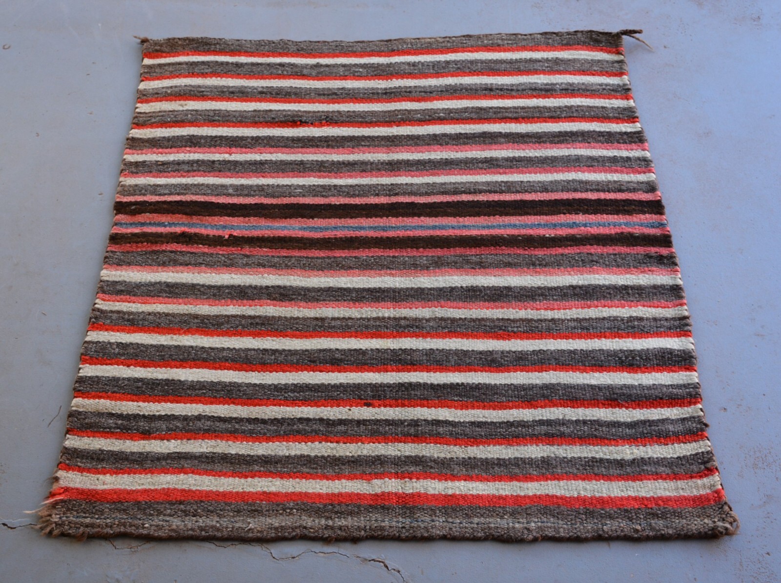 Old Navajo Child's / Saddle Blanket - Striped, Soft Wools - Circa. 1900