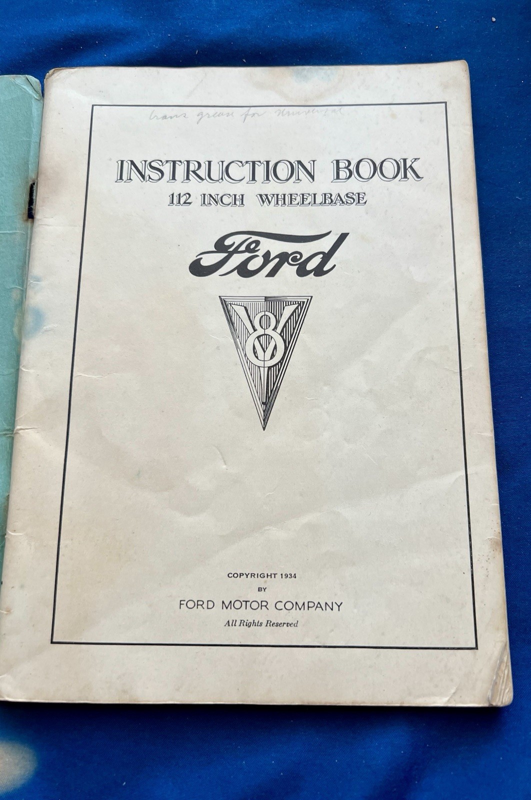 VINTAGE FORD V8 INSTRUCTION BOOK 112 INCH WHEELBASE BOOKLET