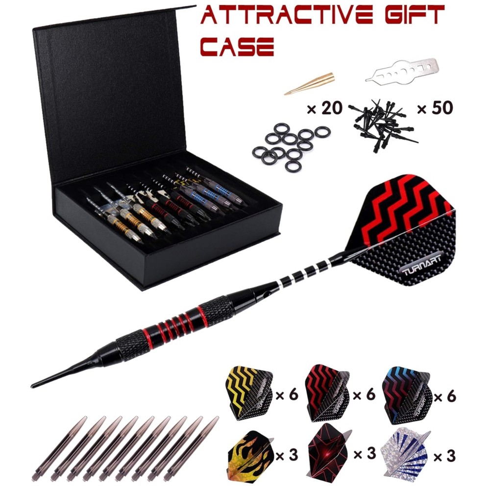 Professional Soft Tip Darts Set - 18g 9 Pcs with Accessories
