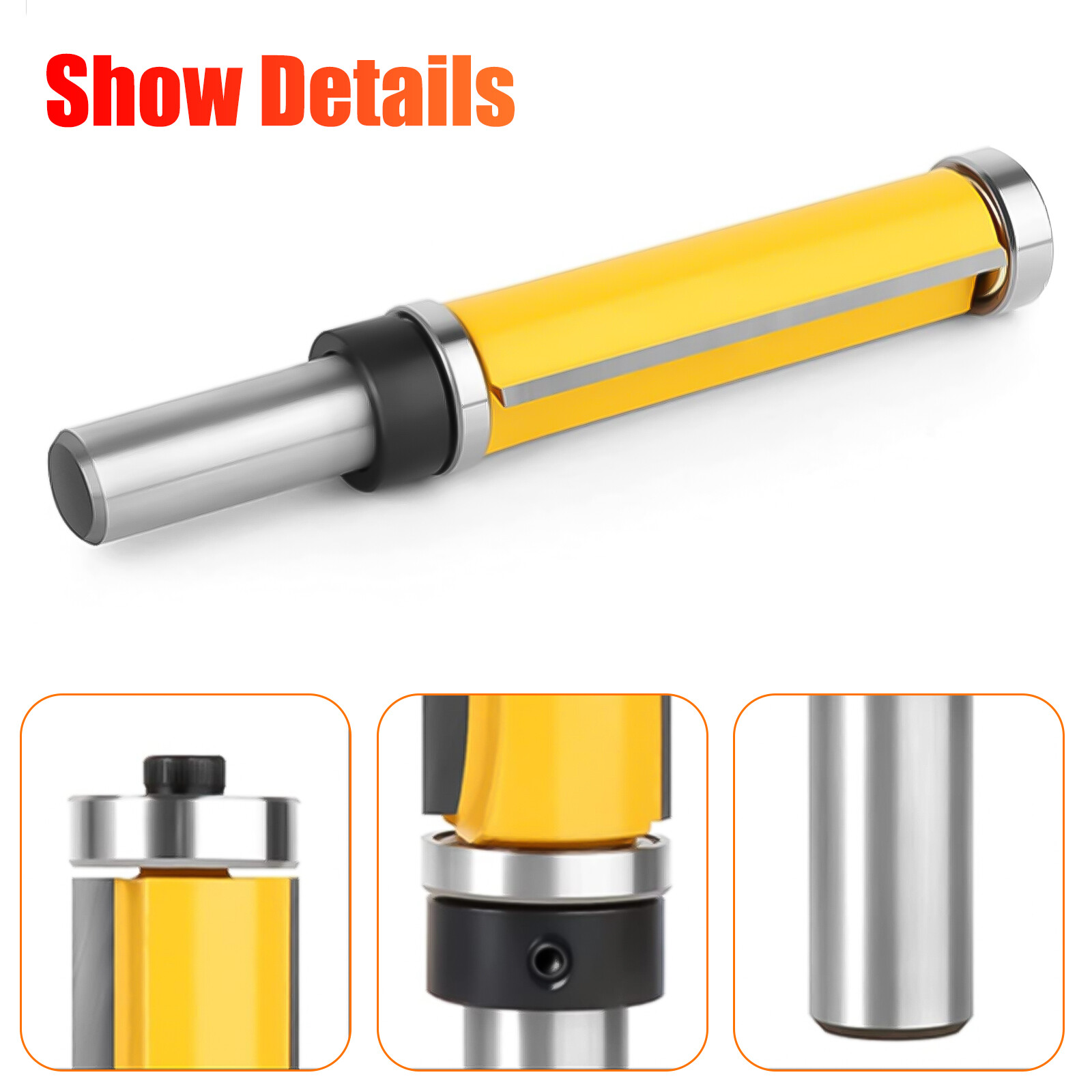 2Pcs 1-1/2" 1/4" Shank Flush Trim Top Bottom Bearing Router Bit Woodworking Tool