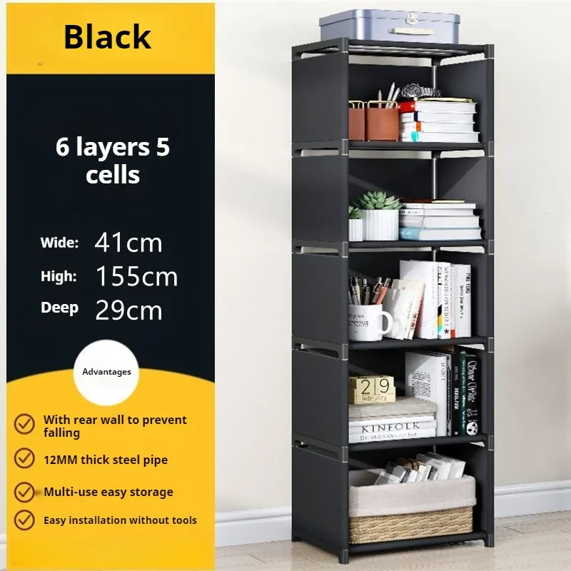 Simple Bookshelf Easy Assembly Bookcase Square Storage Shelf Multi-Layer Book Cl