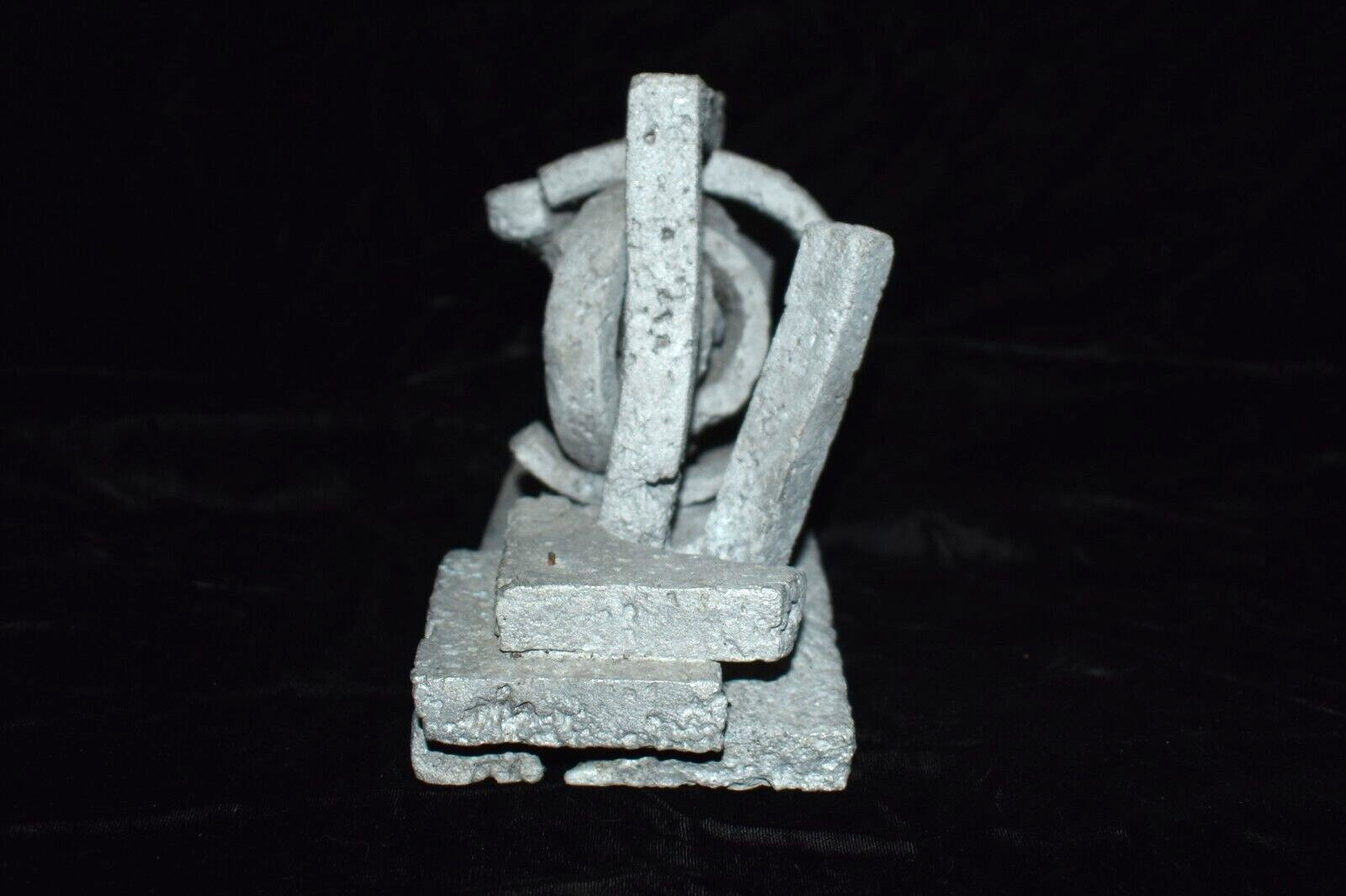 Mid Century Modern Abstract Cement Concrete Art Sculpture Unsigned