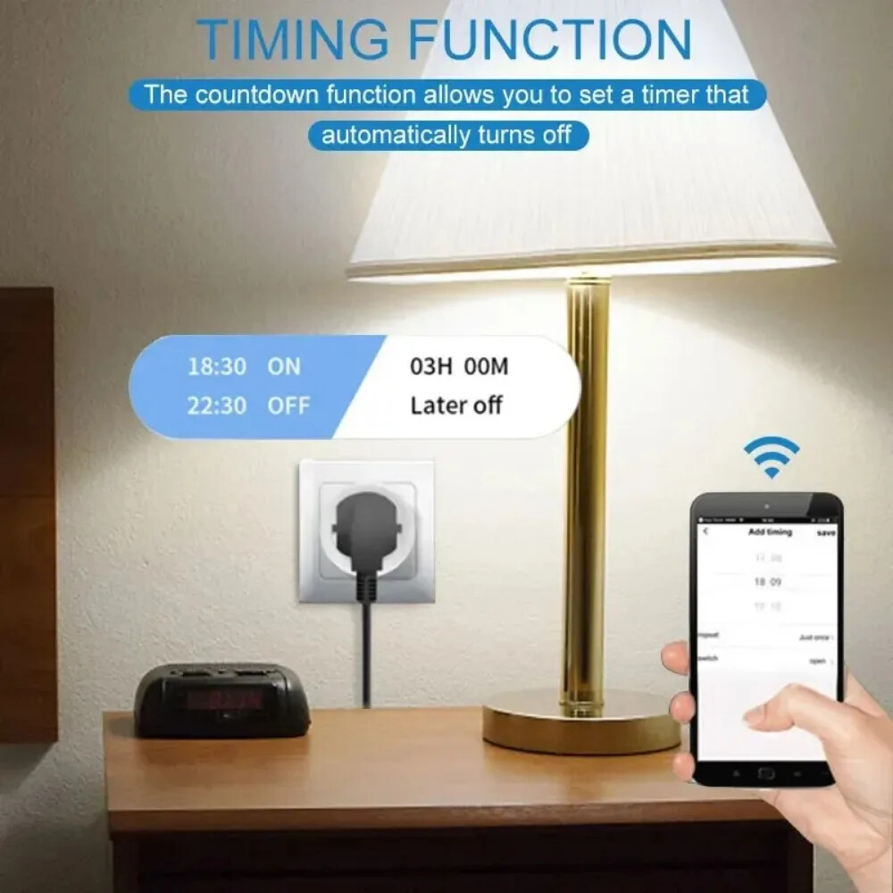 Smart Plug WiFi Socket EU 16A Timing Function Tuya SmartLife APP Alexa Google