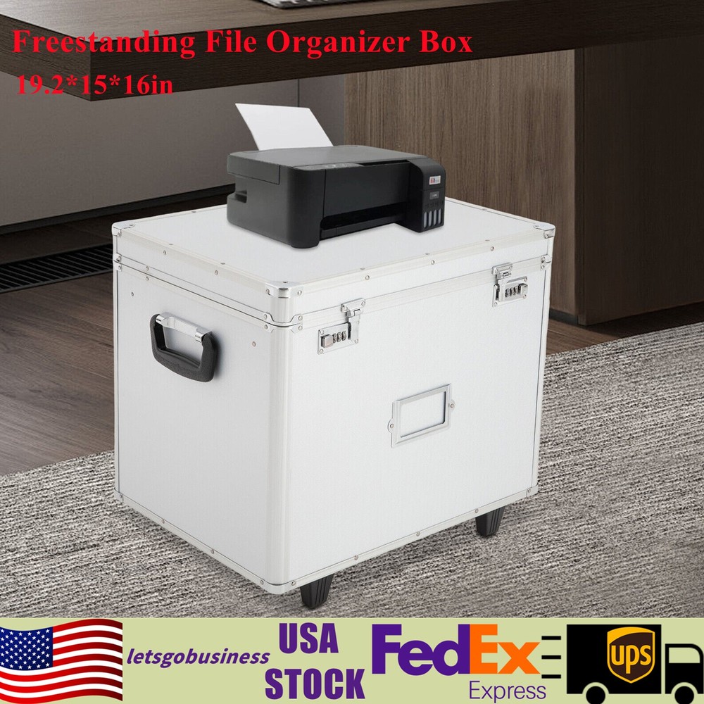 Freestanding File Organizer Box Rectangular Storage Box Silver 48.8*38*41cm