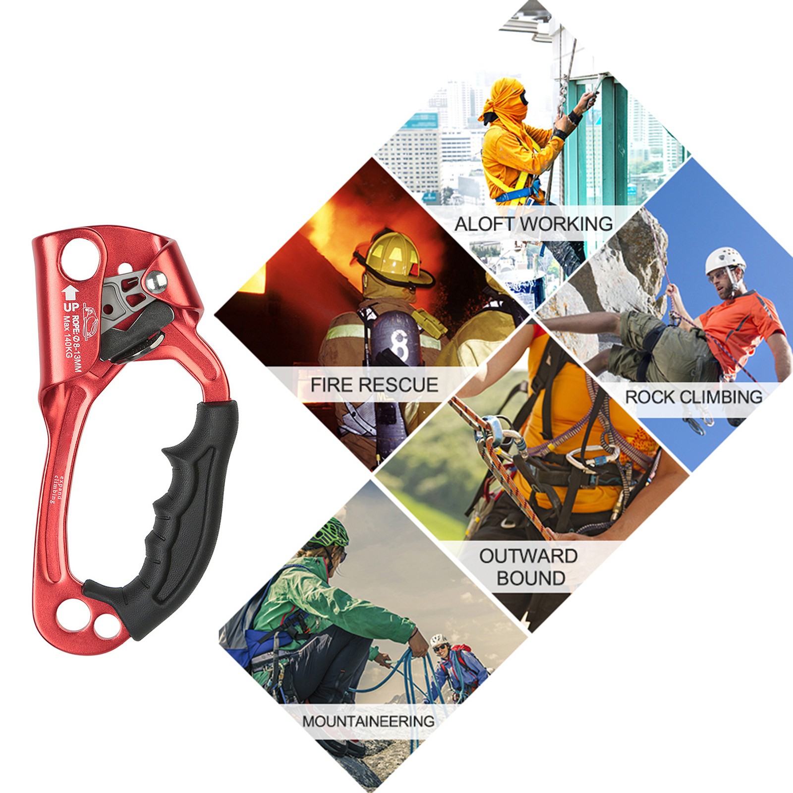 Outdoor Hand Ascender Climbing Ascender 8-13mm Vertical Rope Access Climbing
