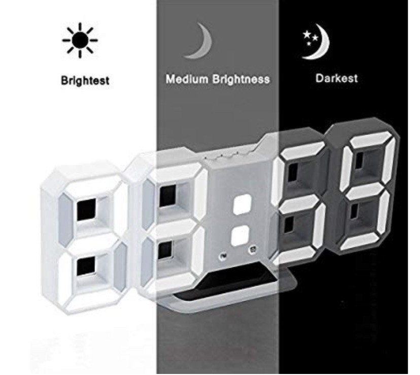 Amisofia 3D LED Digital Alarm Clock Multi-Function Electronic Wall Alarm Clock