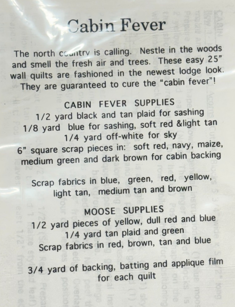 Cabbage Rose Quilt Pattern Moose Cabin Fever 25" wall hanging quilt pattern