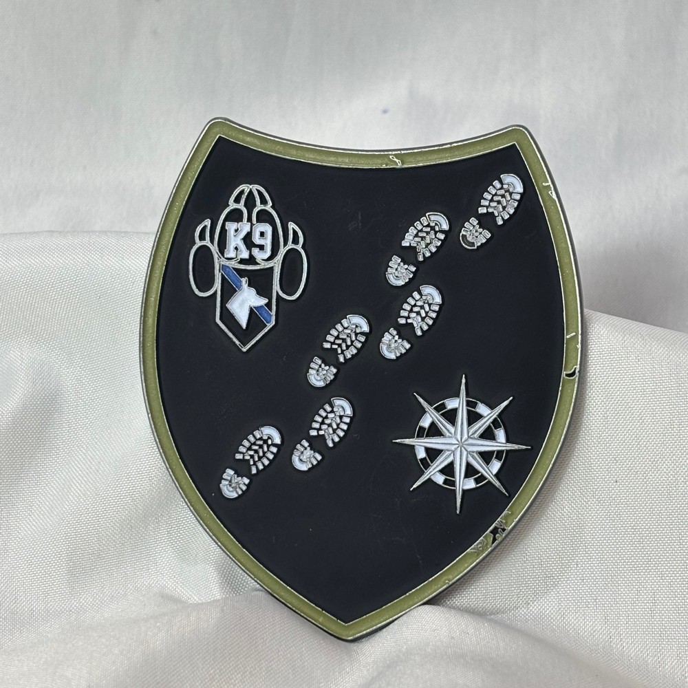 K-9 Unit Shield Shape Challenge Coin Ghost With Sparks