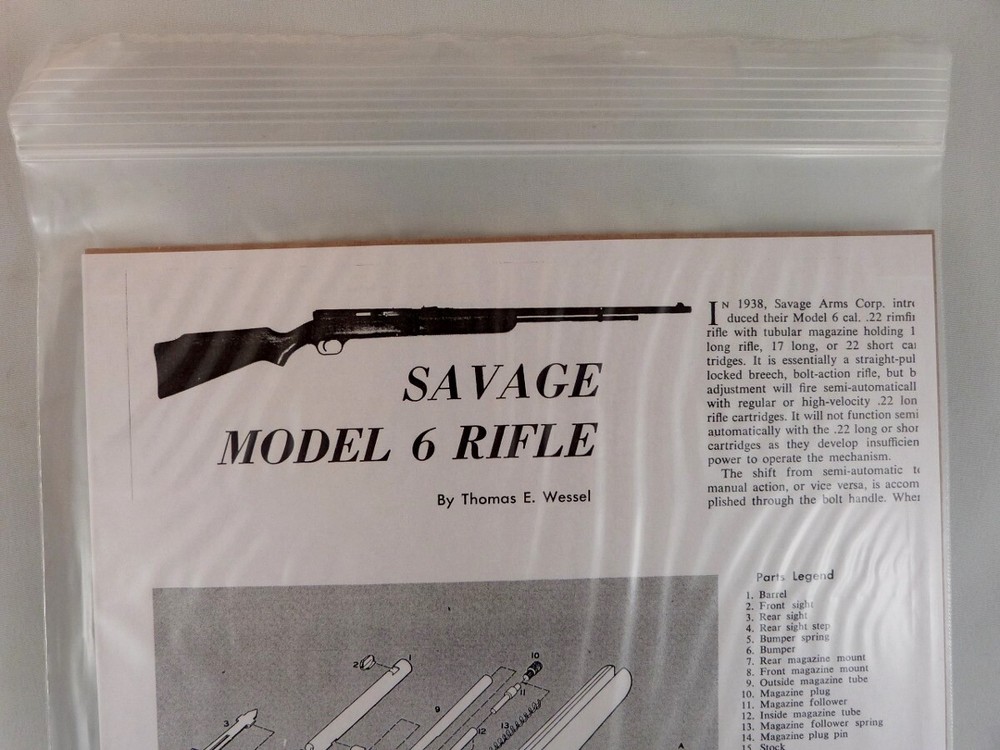 SAVAGE MODEL 6 RIFLE BREAK DOWN INSTRUCTION KIT