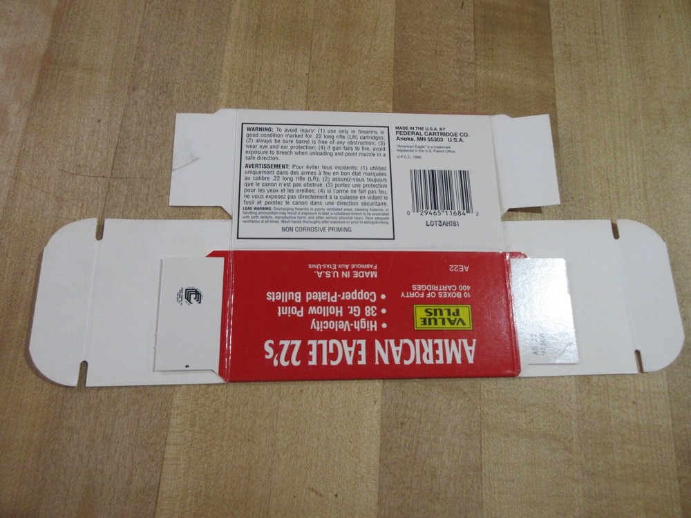 Empty American Eagle by Federal 22 Brick Box (w13)