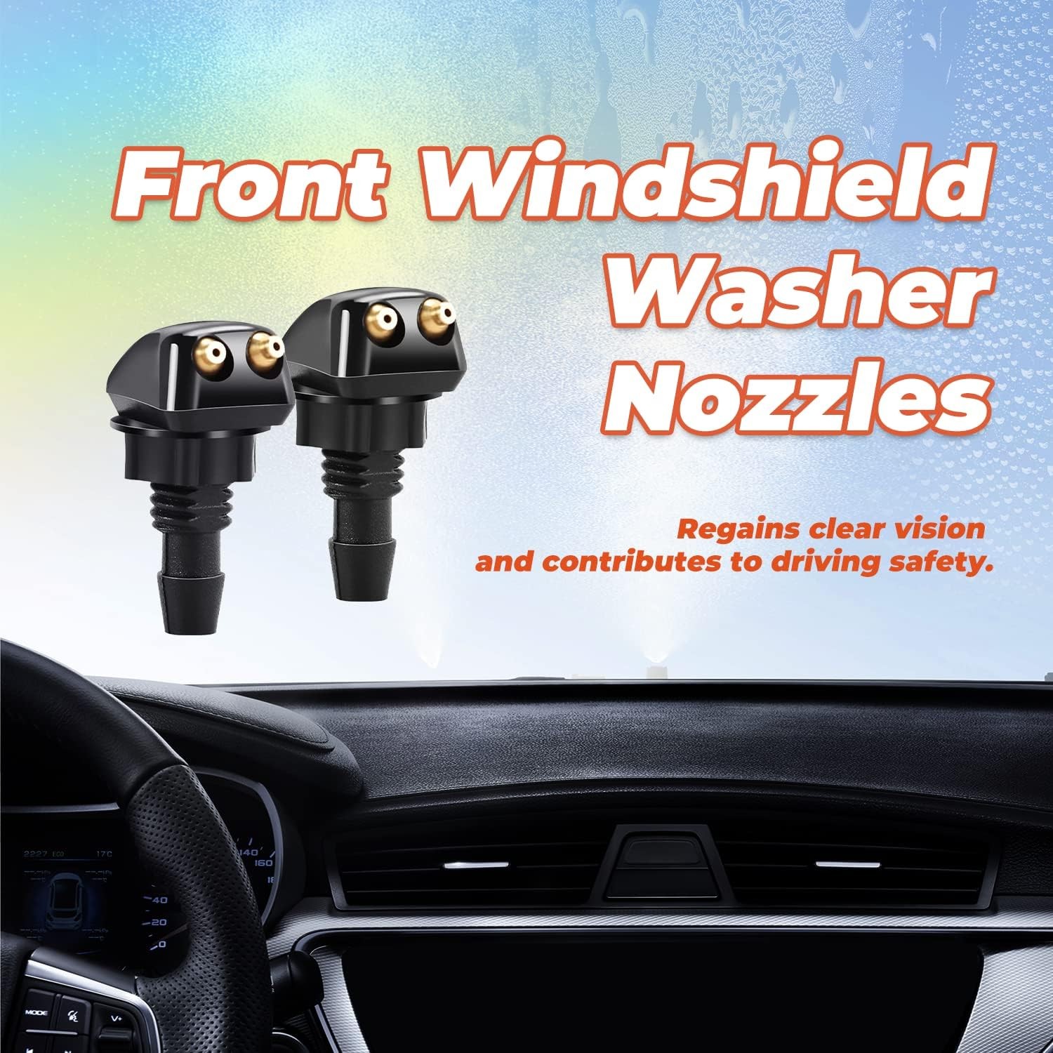 2xCar Windshield Wiper Washer Squirter Nozzle Spray Jet Kit Fluid Hose Universal