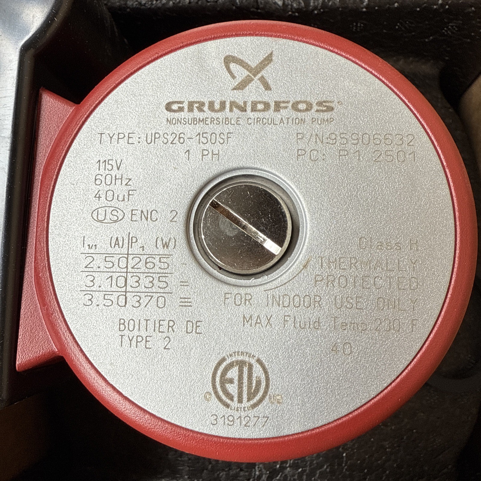 New GRUNDFOS, 95906632, UPS26-150SF, 3-Speed, Stainless Steel, Circulator Pump