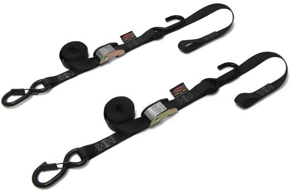 Powertye 1" Soft-Tye Tie-Downs w/ Secure Hooks Black