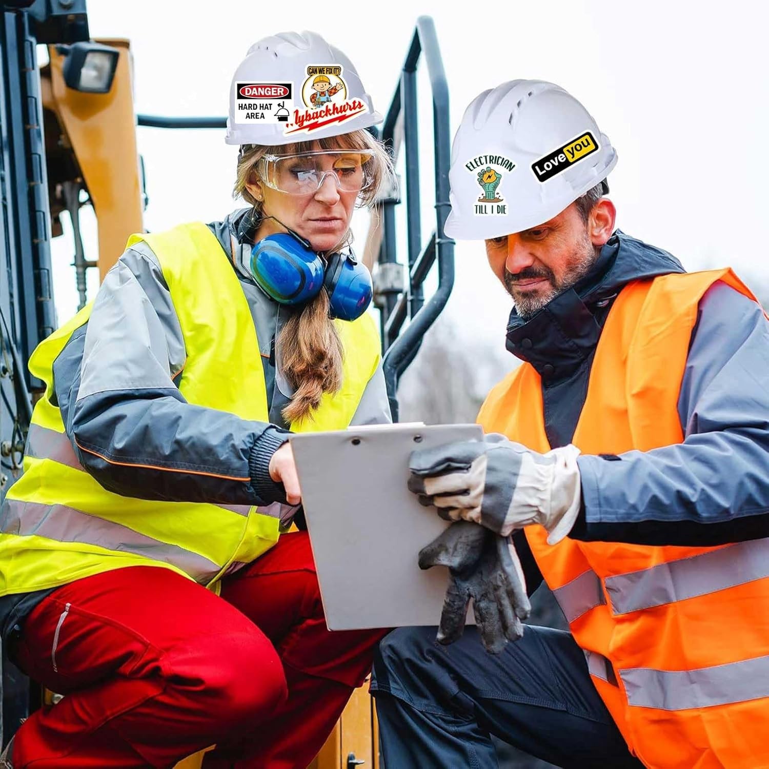 150 PCS Funny Hard Hat Stickers for Adults, Blue Collar Gifts Colorful