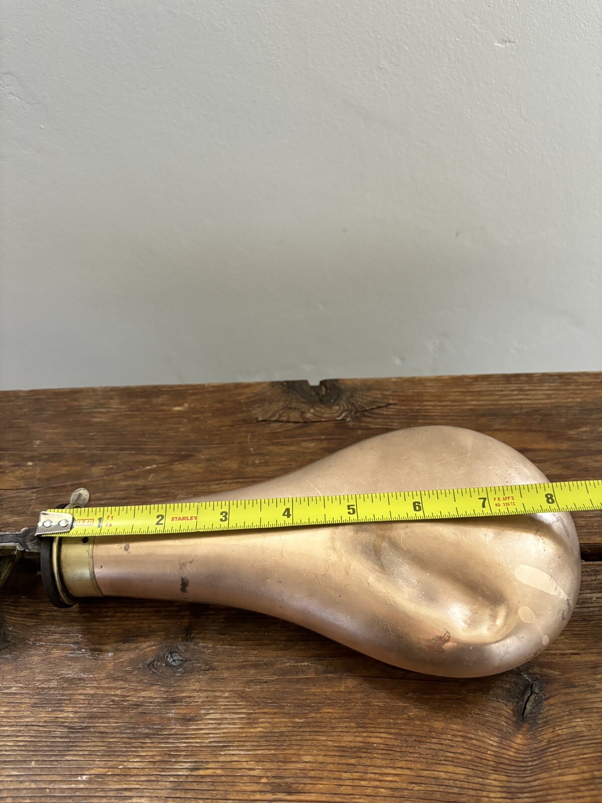 Antique Civil War Period James Dixon Black Powder Brass Copper Flask Horn