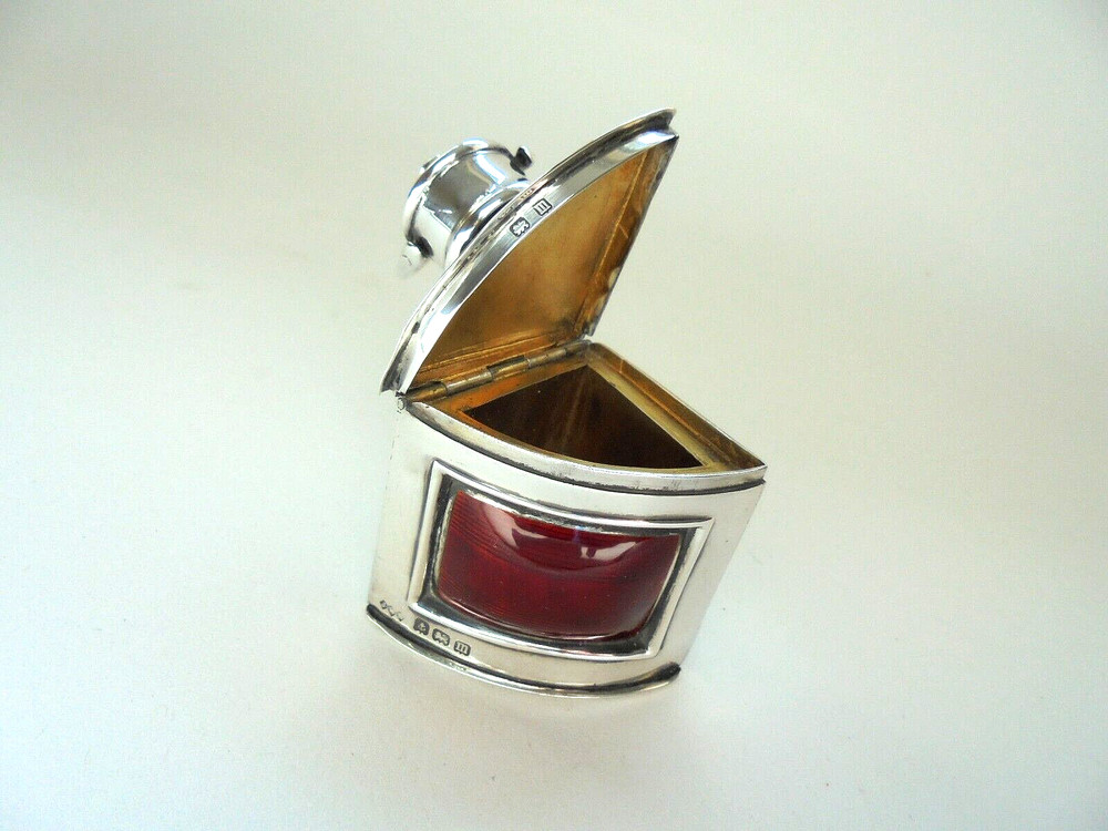 Antique Silver Enamel Lamp Lantern Vesta Case