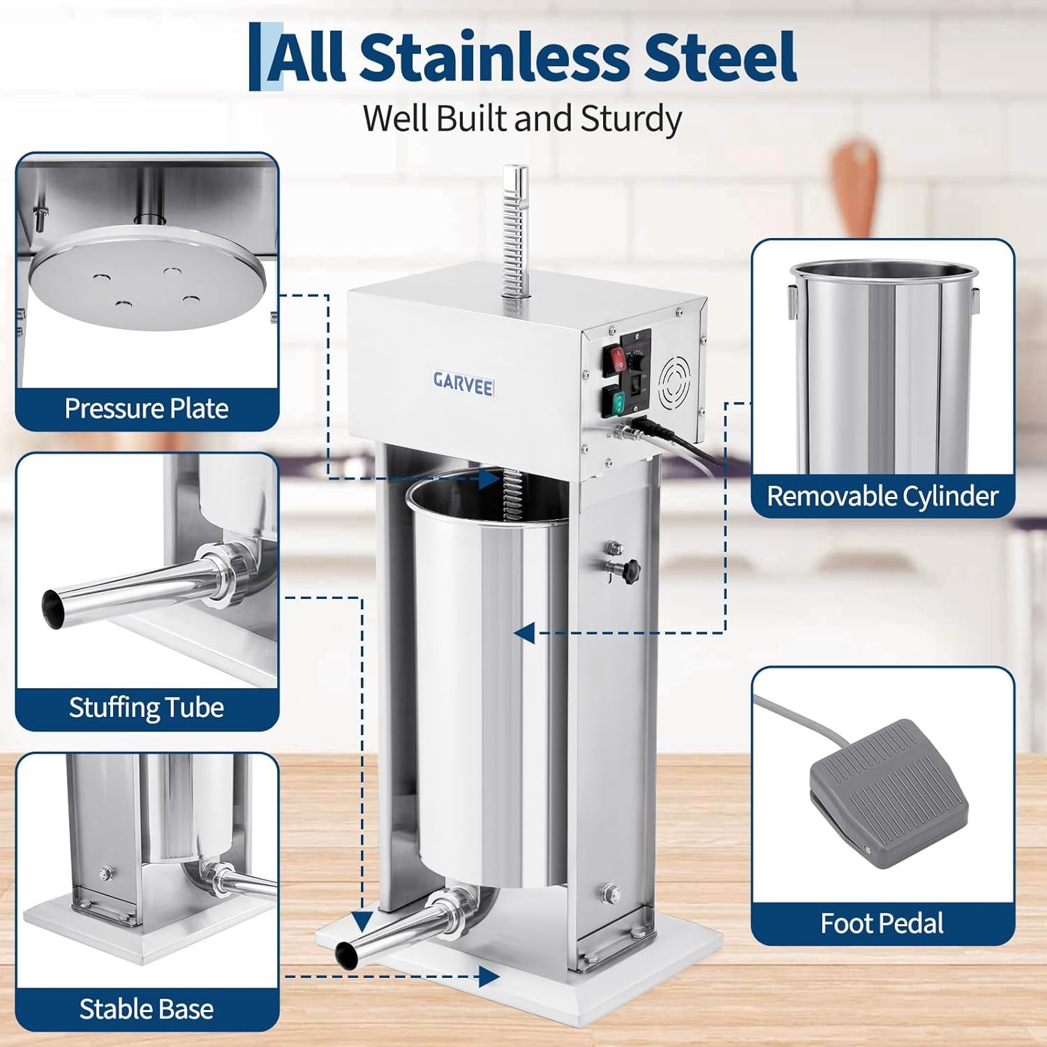 Commercial Electric 25L Sausage Stuffer 304Stainless Steel Sausage Maker Kitchen