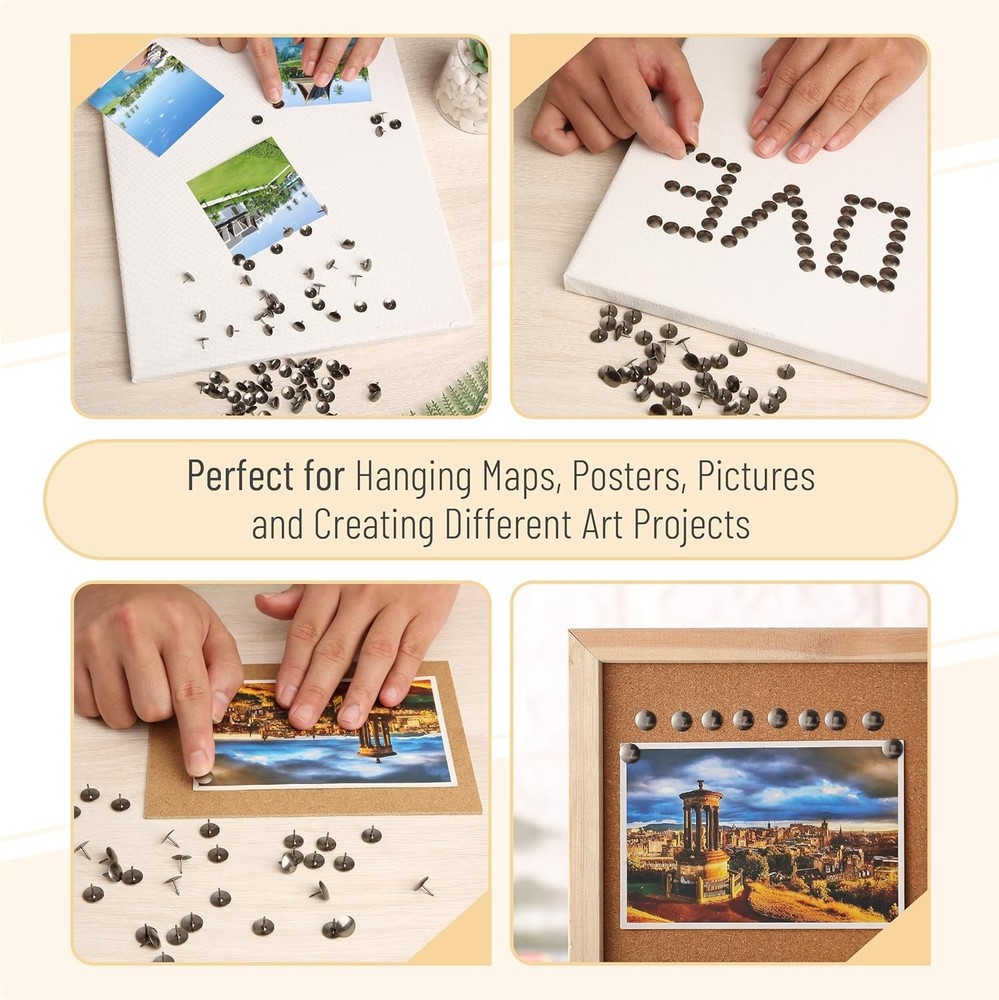 Bulk Black Thumb Tacks - 500 Pack Flat Push Pins for Effortless Organization