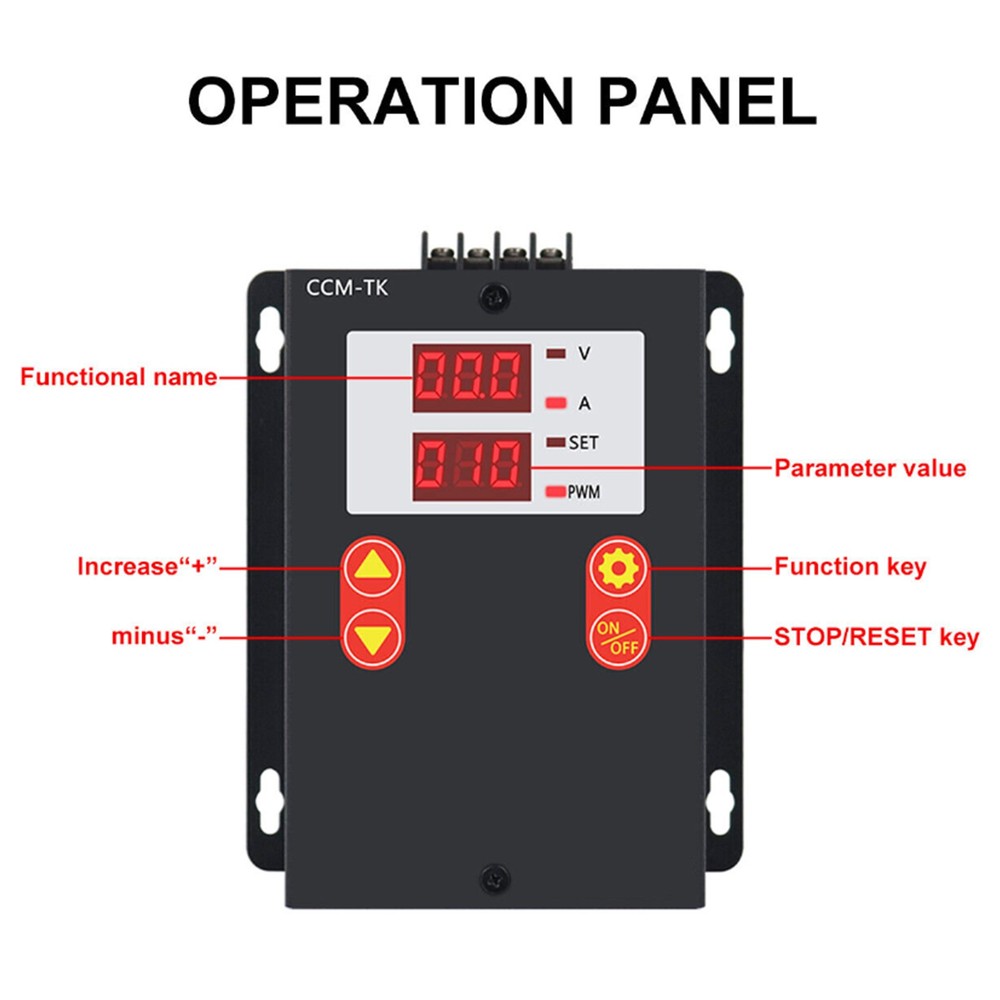 DC 12-80V 30A Digital Display Motor Speed Controller Slow-Start/Stop Control US