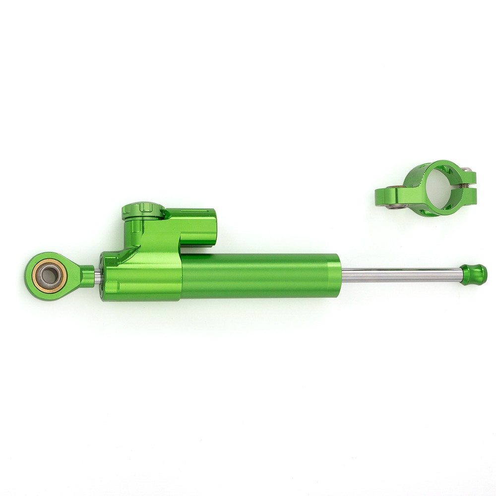 255mm Green CNC Steering Damper Linear Stabilizer Reversed Piston Universal