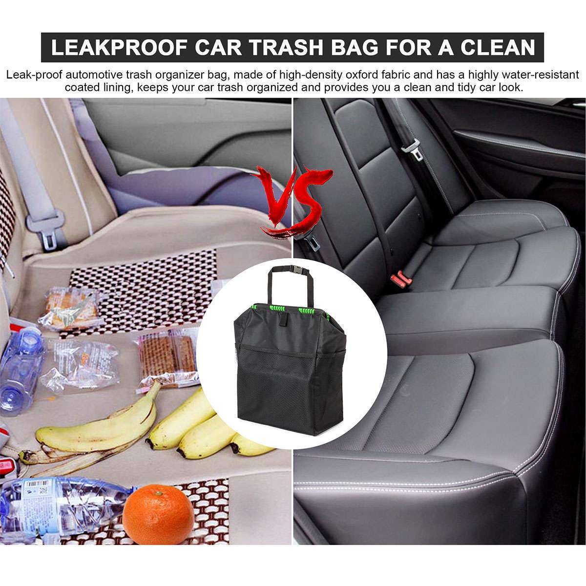 Car Trash Can Garbage Bin Bag Organizer for Vehicles Leak Waterproof Portable US