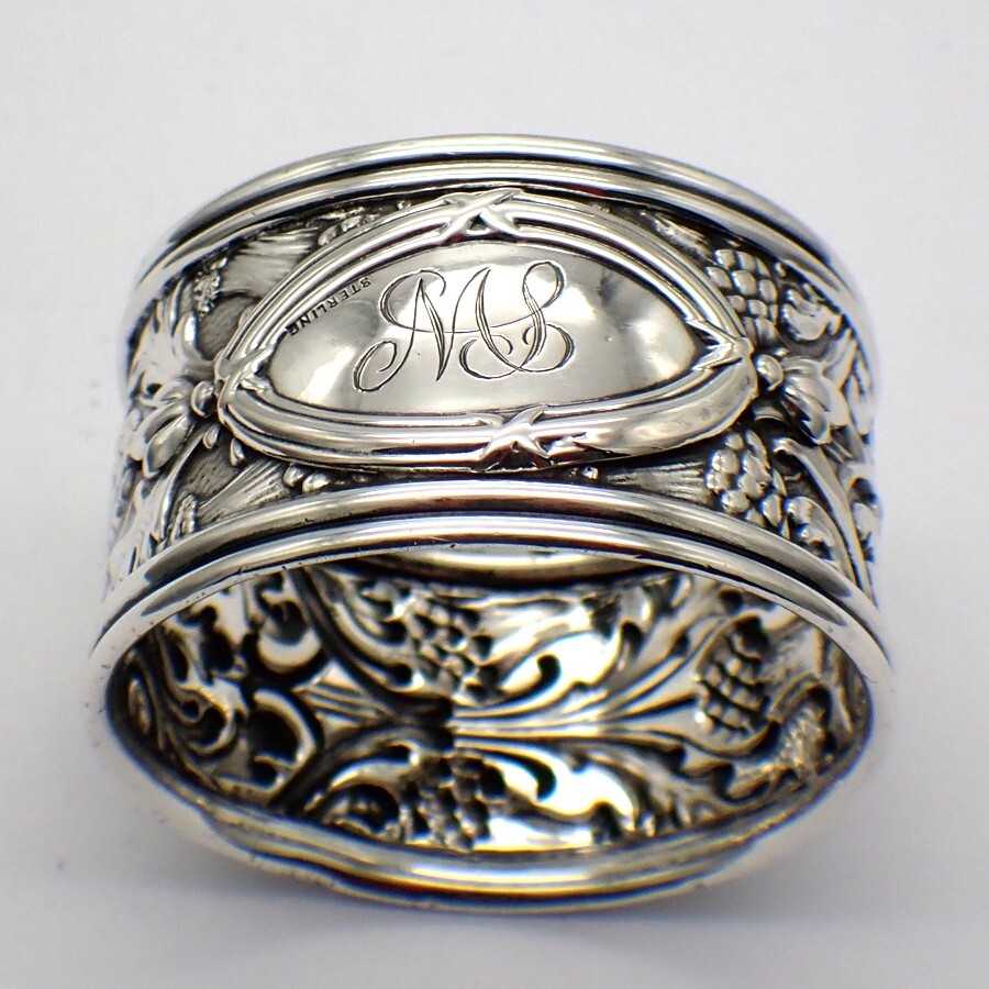 Napkin Ring Thistle Decorations Sterling Silver Mono MS