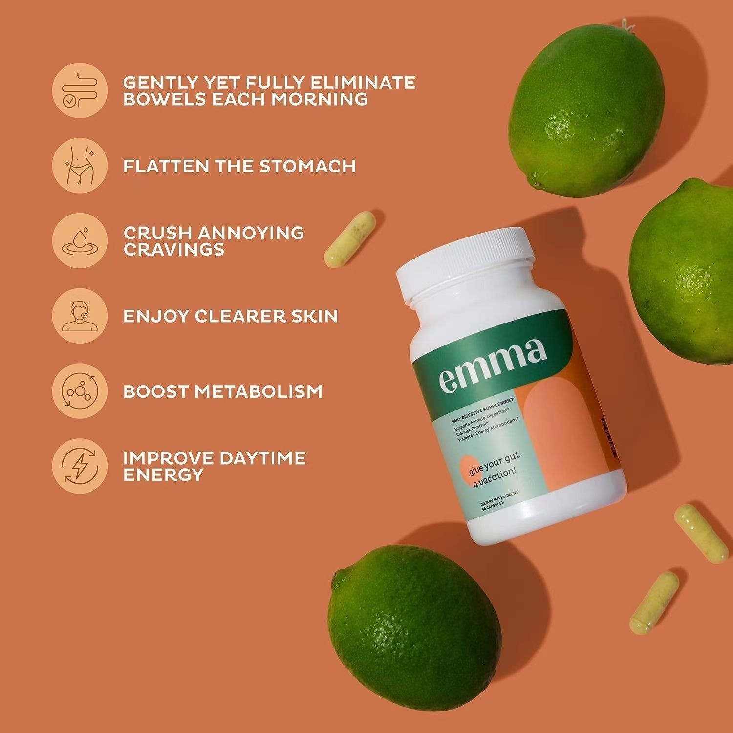 3 Pack Emma Relief Supplement Keto for Gut Bloating - 60 Capsules