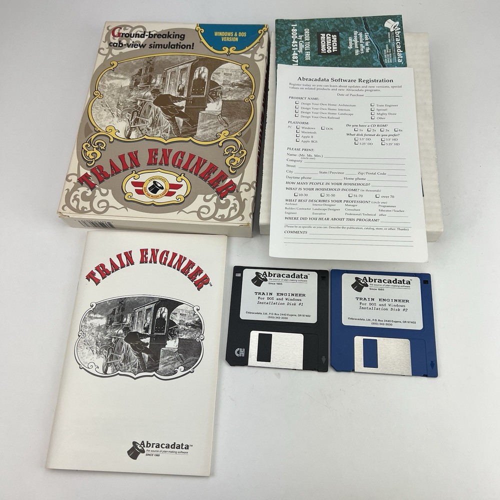 Vintage Computer Simulation Game Software - Train Engineer (1994) Windows/DOS