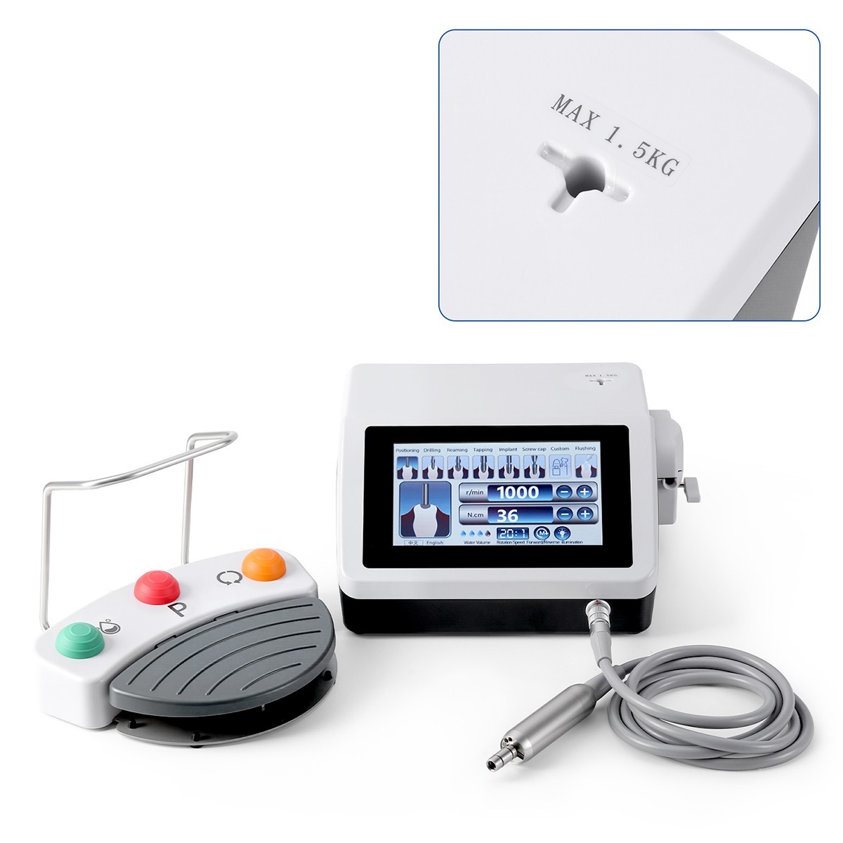 AZDENT Dental Brushless Implant Motor +20:1 LED Contra Handpiece Touch Screen