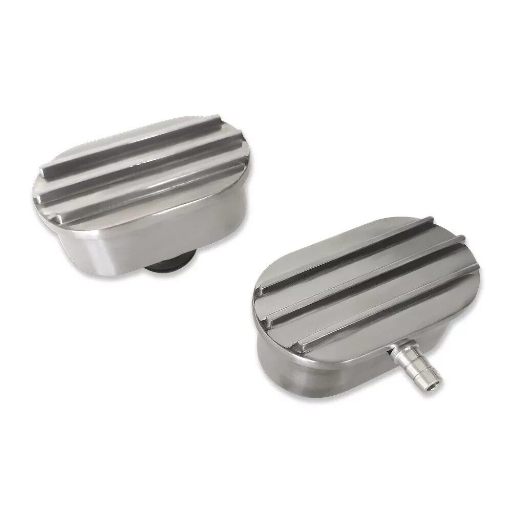 Polished Finned Valve Cover Oval Breather & PCV Valve Nostalgia SBC BBC SBF BBF