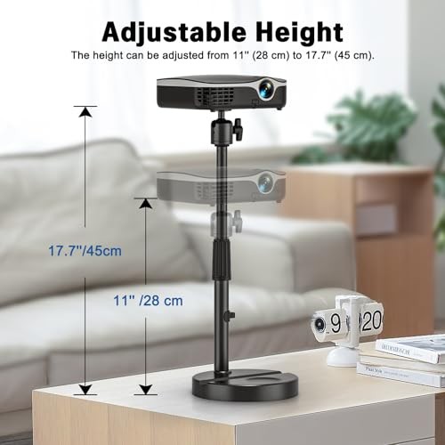 Desktop Projector Stand Table, 11" - 17.7" Extendable Height Stand with Heavy