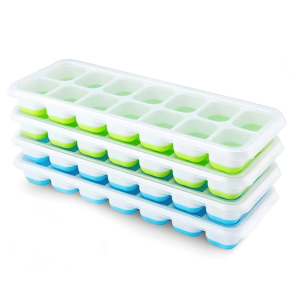 Ice Cube Trays 4 Pack, Airabc Silicone with Removable Lid, Easy-Release Flexi...