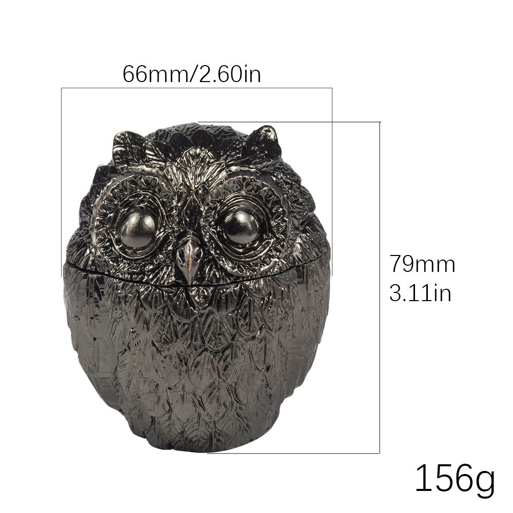 1 Vintage Metal Owl Tobacco Grinder 4 Piece Zinc Teeth Herb Crusher Spice Mill