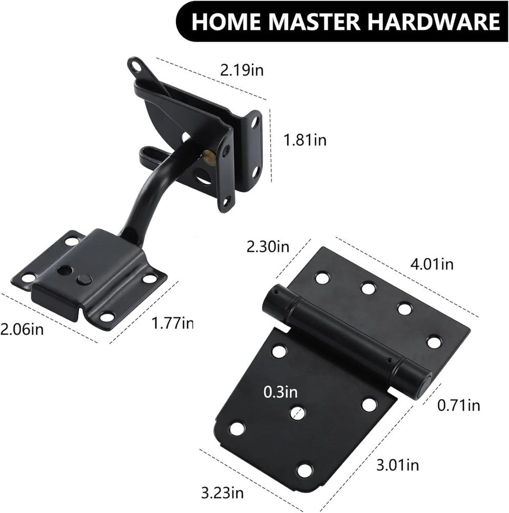 HOME MASTER HARDWARE Self-Closing Gate Kit Black - 3.5 in Spring Hinge+Latch