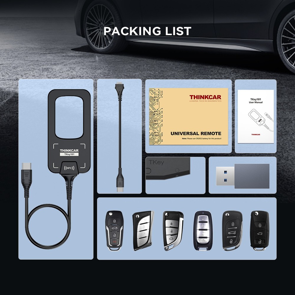 THINKCAR TKEY101 Car Key Programmer & 6 Remote Key Universal For 689BT/892BT/VO8