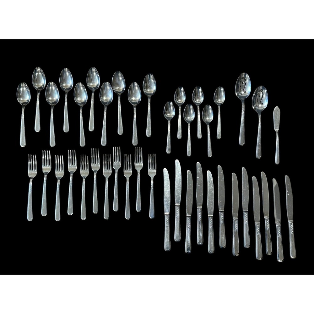 Oneida Flight Criss Cross Stainless Flatware Set 52 Pc Fork Spoon Knife Lot