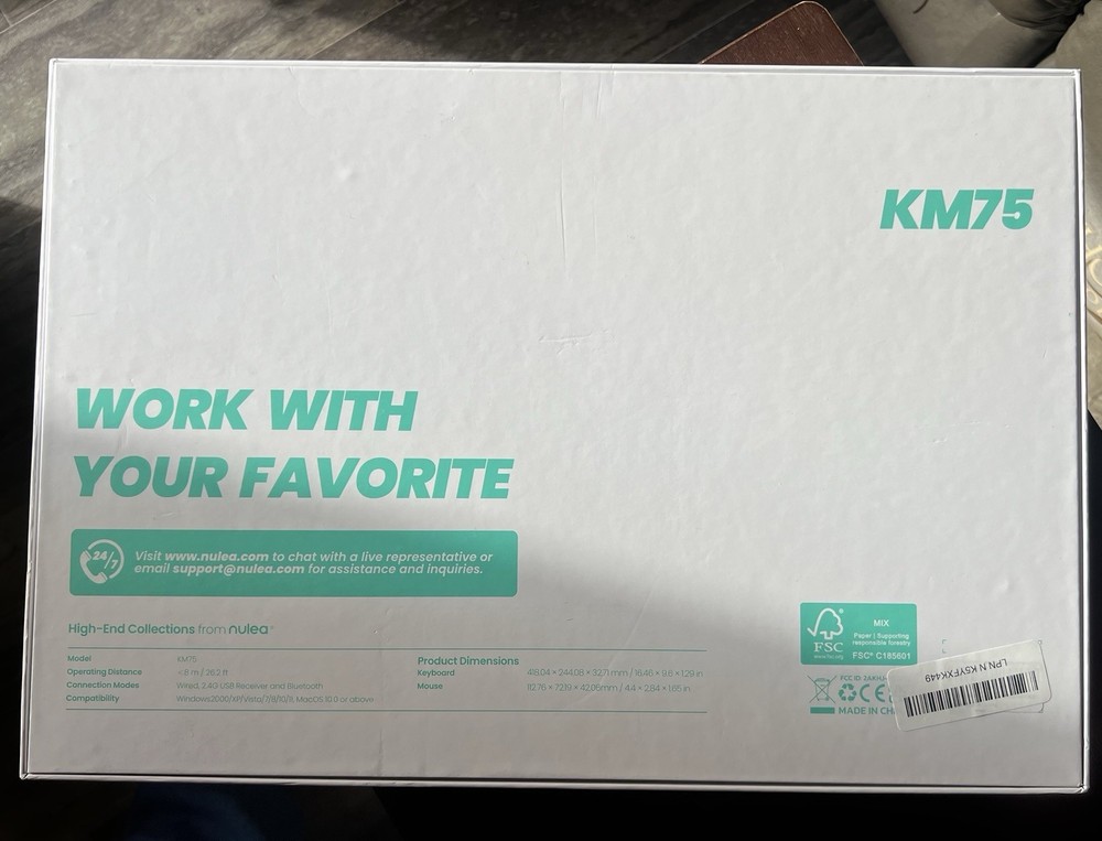 Nulea KM75 Ergonomic Wireless Keyboard and Mouse Combo –White