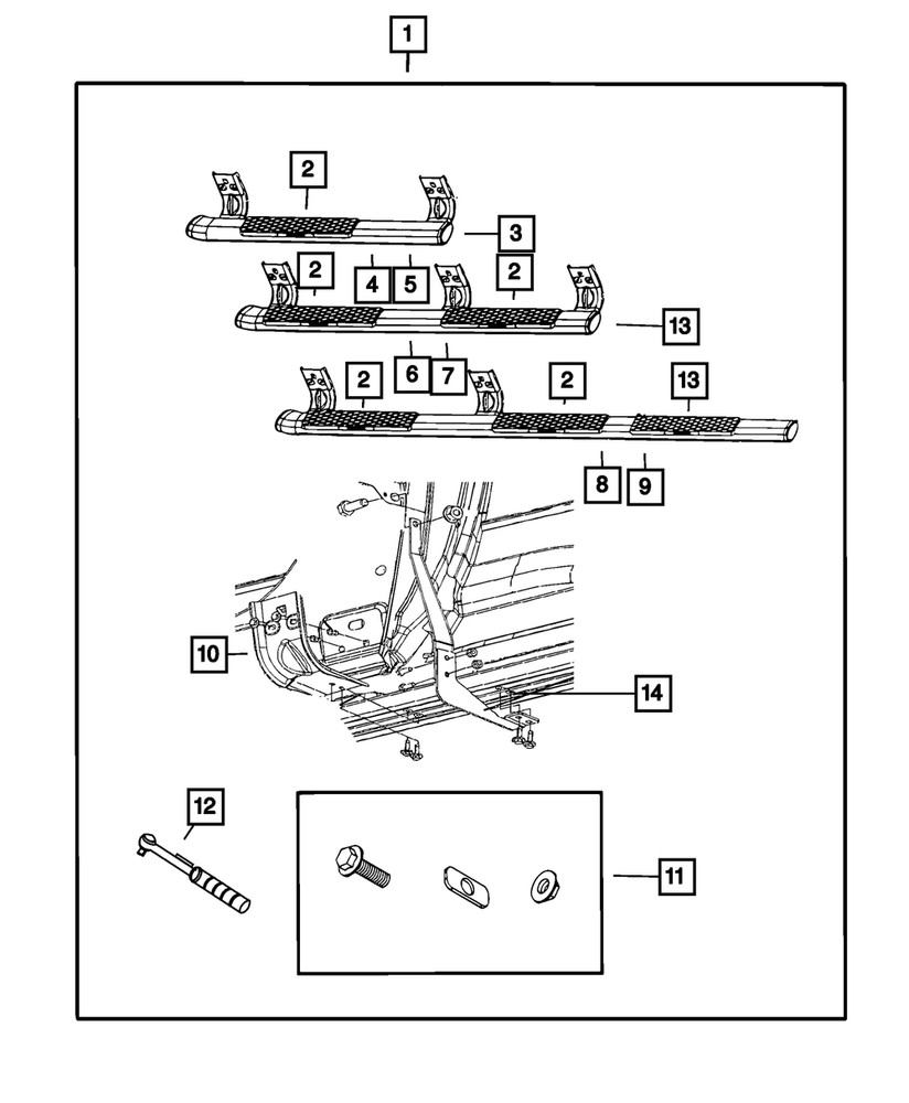 Genuine Mopar Running Board Hardware Kit 68044460AA