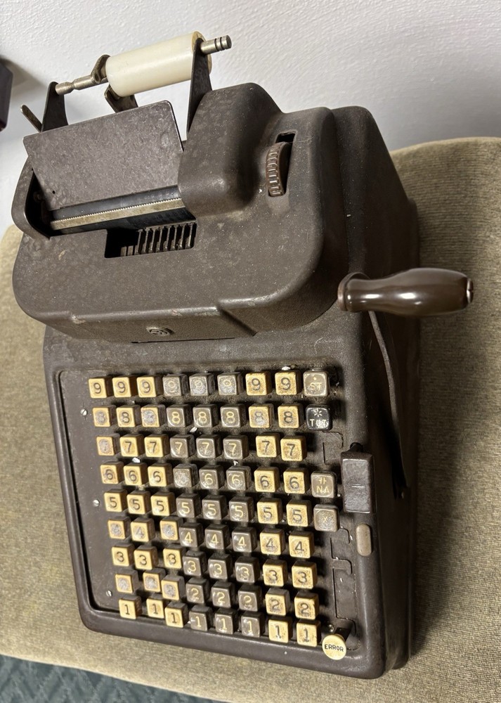 Burroughs Antique Mechanical Adding Machine with Manual Crank. See Details