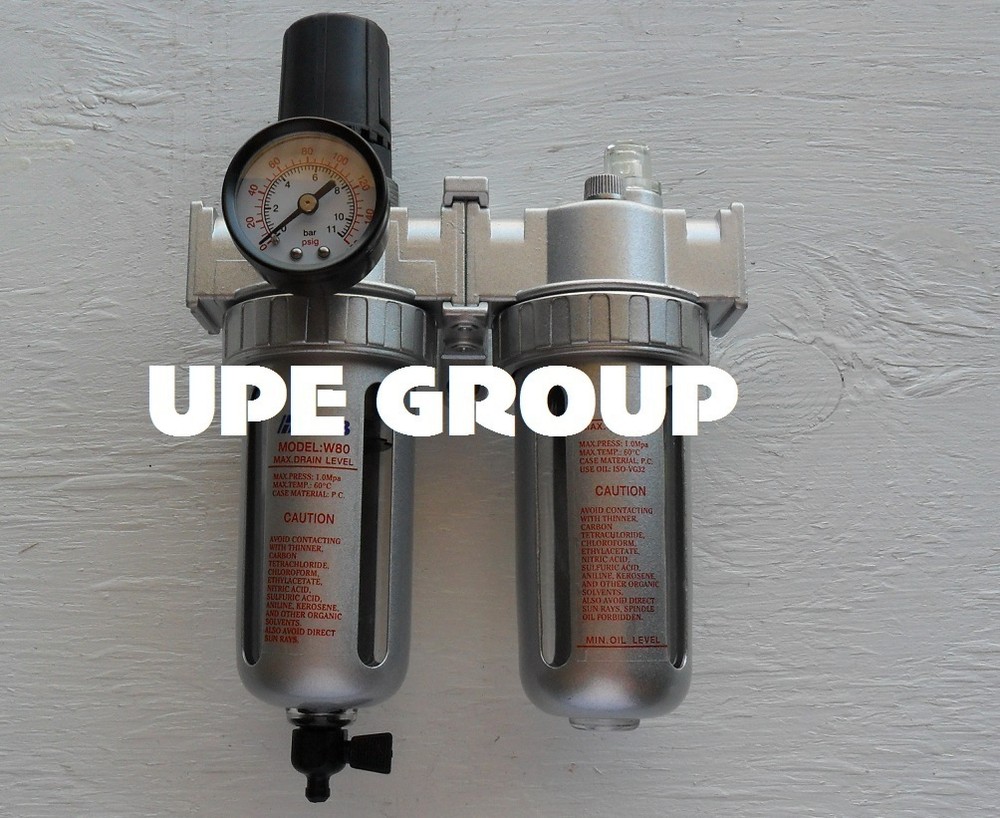 1/4" MID FLOW COMBO PARTICULATE FILTER / REGULATOR &  LUBRICATOR COMPRESSED AIR