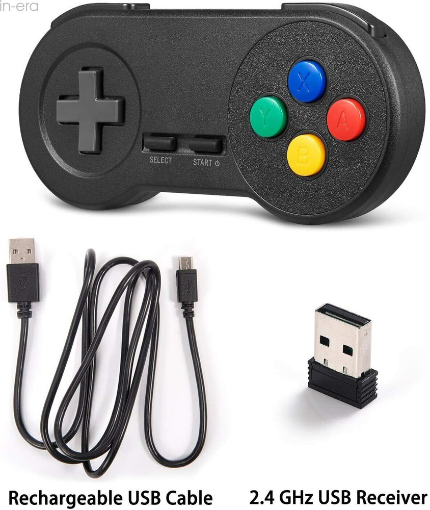Wireless SNES Controller Gamepad Joystick & USB Receiver for PC Mac Video Games