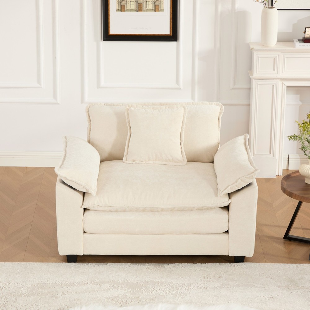 Modern Cloud Sofa Single Sofa Comfy Double Layer Upholstered Seat Cushion Couch