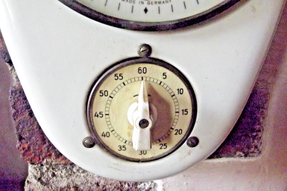 1950S Junghans EXACTA German Wall Clock with a Timer in Cream & Grey Ceramic