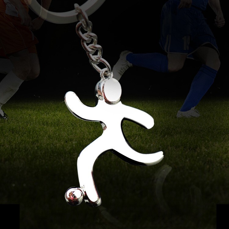 zinc alloy creative soccer player keychain