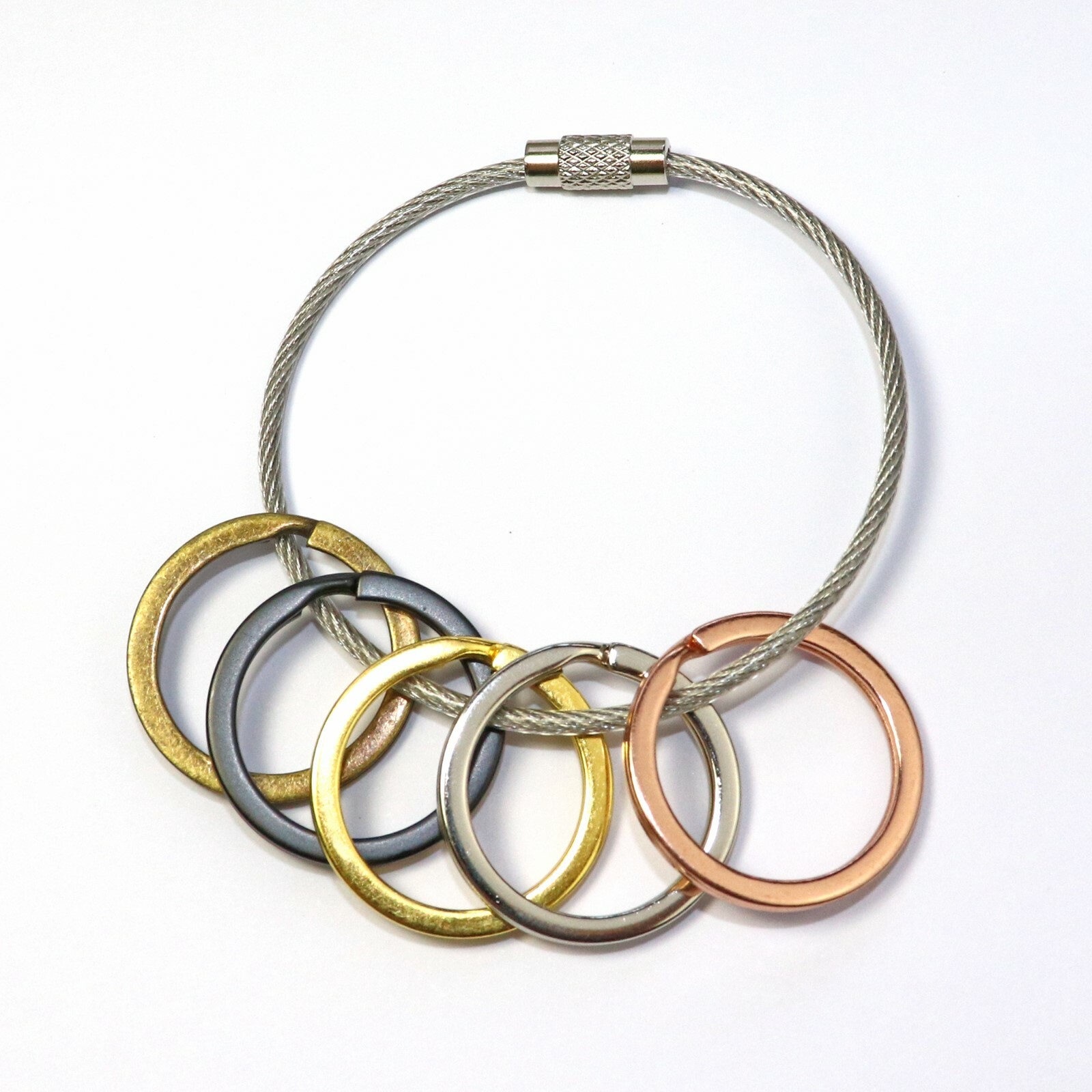 Flat Key Rings Key Chain Metal Split Ring 40pcs 5 Colors 1 Inch or 1.25 Inch