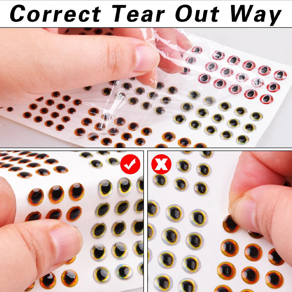 732Pcs Fishing Lure Eyes 3mm-4mm-5mm-6mm 3D Holographic Eyes Fly Tying Jig Craft
